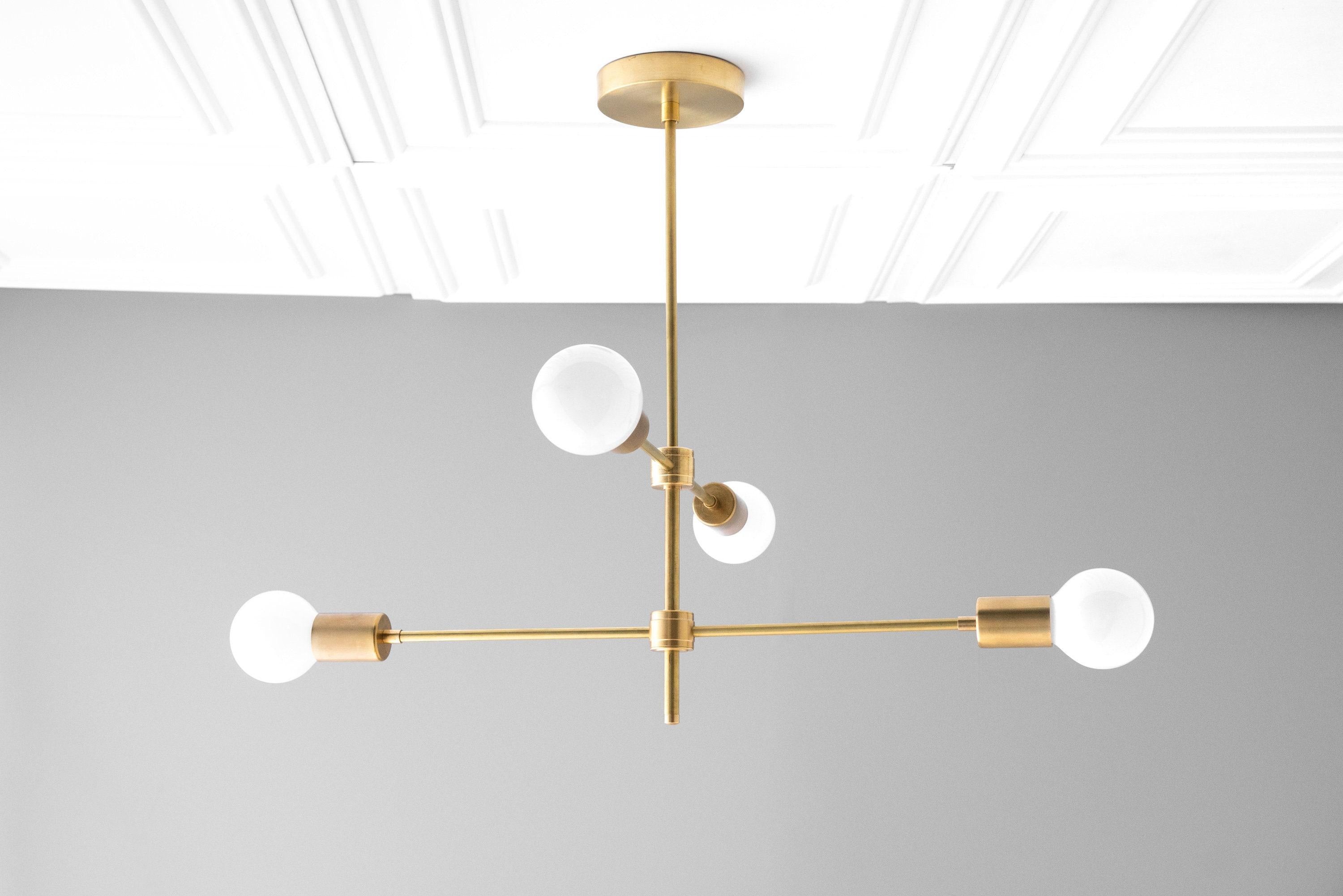 Mobilux Line zwarte en messing kroonluchter - moderne bolvormige plafondlamp HL1699