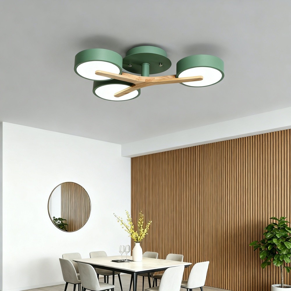 Nordic Disc Wood Plafondlamp - LED Semi-Flush Mount voor Slaapkamer HL1353