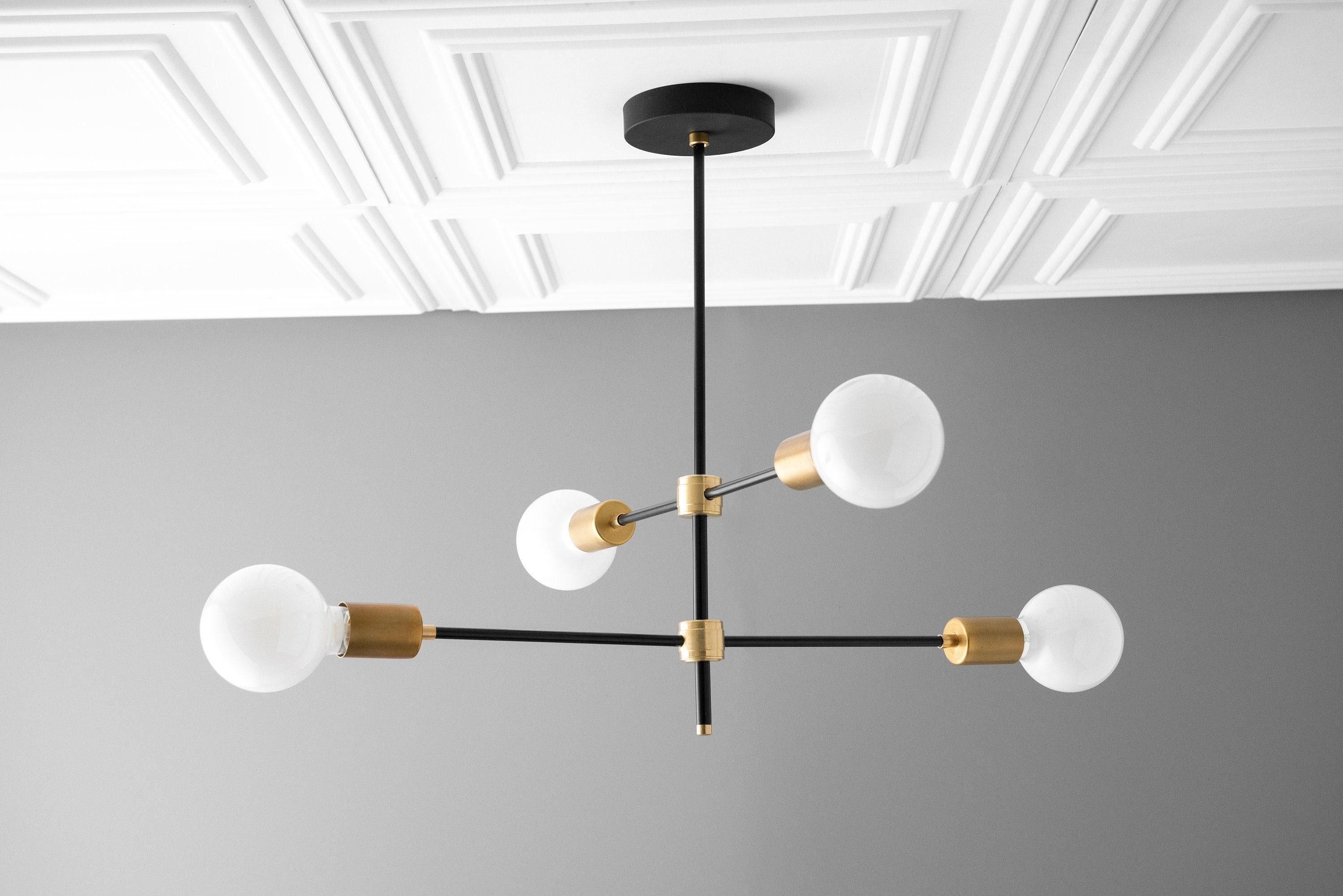 Mobilux Line zwarte en messing kroonluchter - moderne bolvormige plafondlamp HL1699