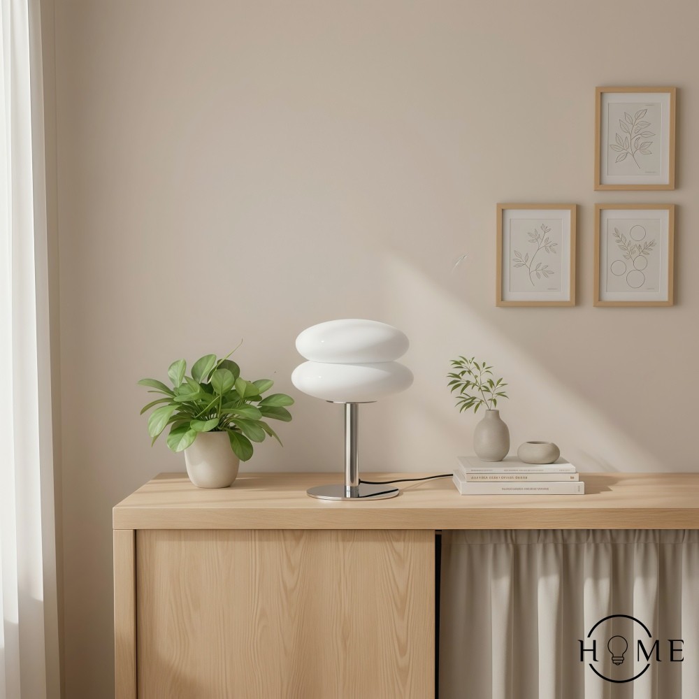 Bauhaus Dubbele Glazen Tafellamp - Sculpturale Gelaagde Nachtlamp voor Slaapkamer en Bureau HL22