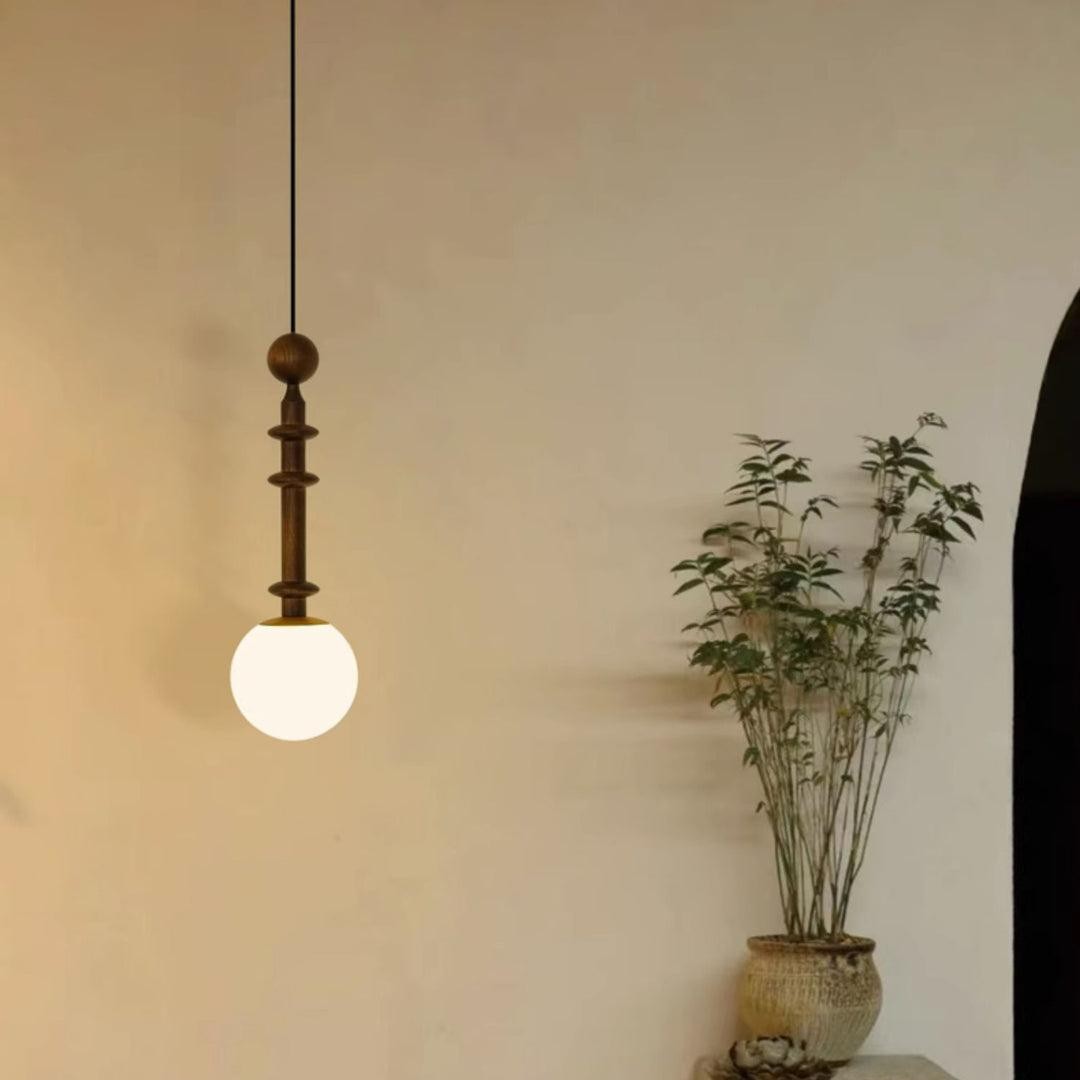Eetkamer Houten Romeinse Kolom Hanglamp HL60