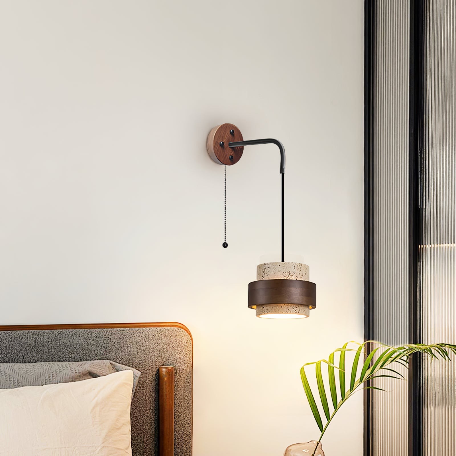 Stonova Travertine Emmer Houten Ring Wandlamp HL1114