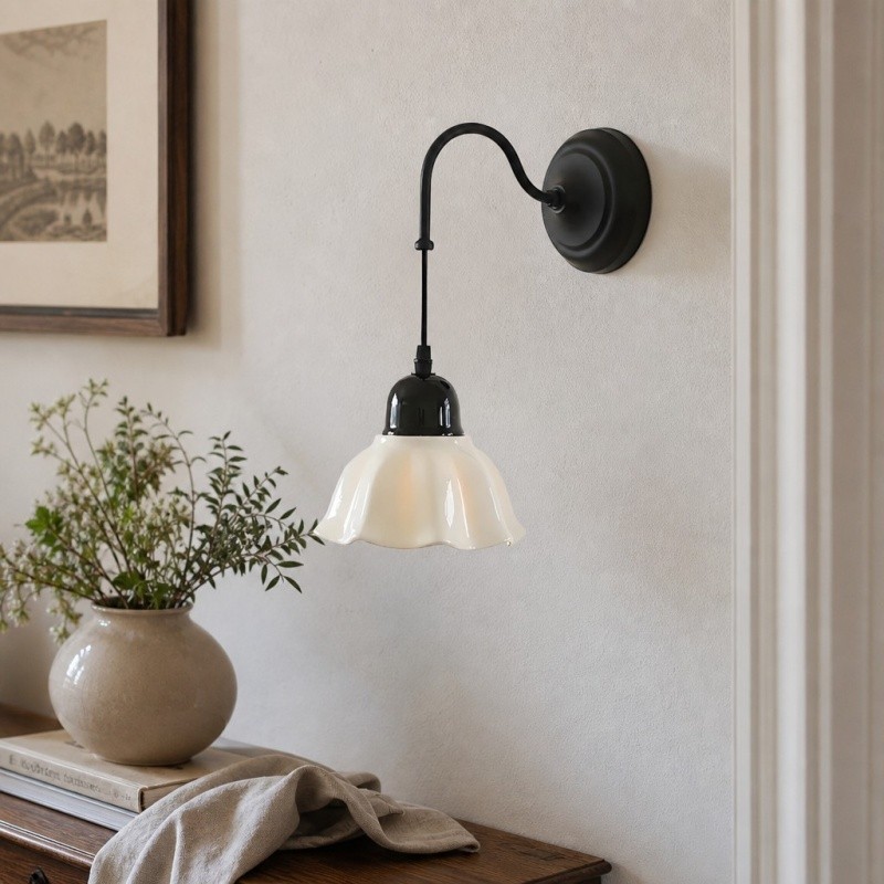 Cazelle Vintage Wandlamp met Bloemenmotief - Artistieke wandlamp met bloemendesign voor slaapkamer en hal HL3588