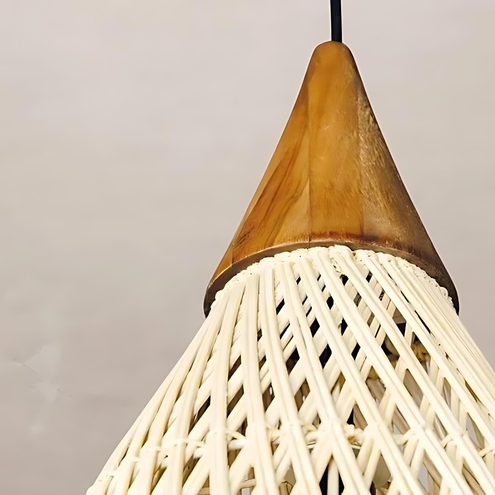 Handgemaakte hanglamp van rotan met wandtapijtmotief HL3392