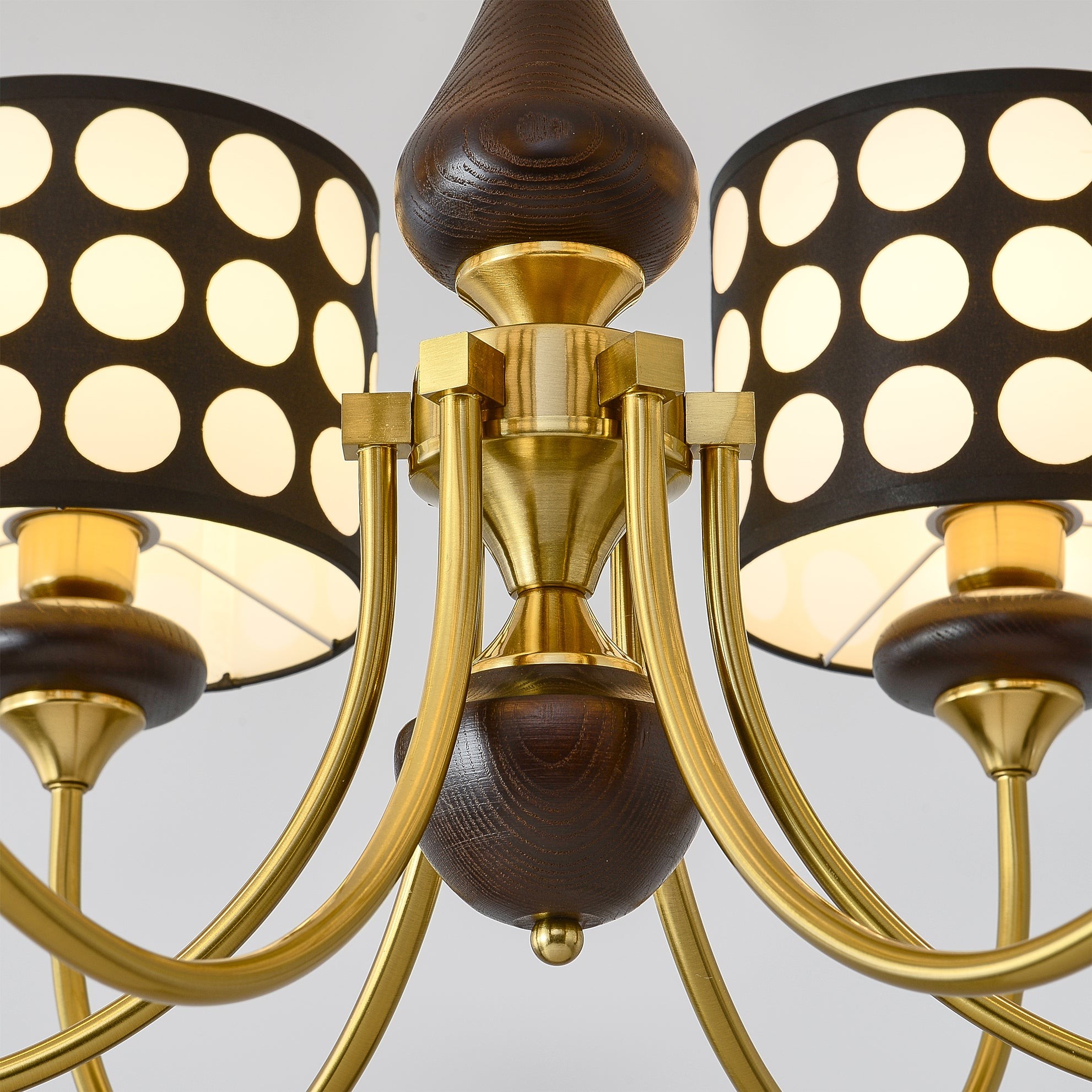 Moderne luxe zwarte kroonluchter met meerdere koppen en stippen HL1121