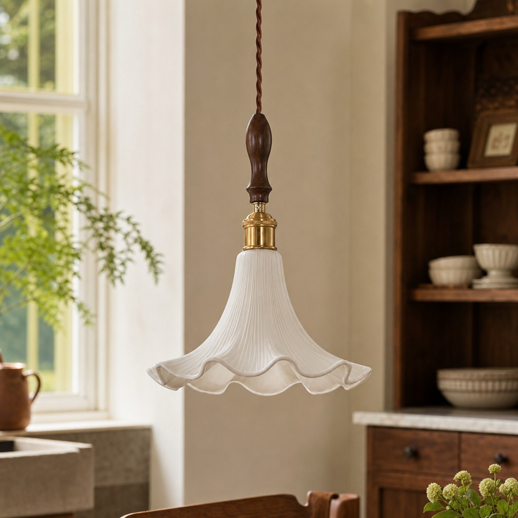 Cazelle Franse Vintage Bloemen Hanglamp - Retro Bloemen Hanglamp voor Slaapkamer en Hal HL3590