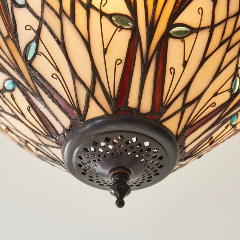 TF Hector Plafondlamp - Handgemaakt glas-in-lood design, half-inbouw of hanglamp voor thuis HL2217