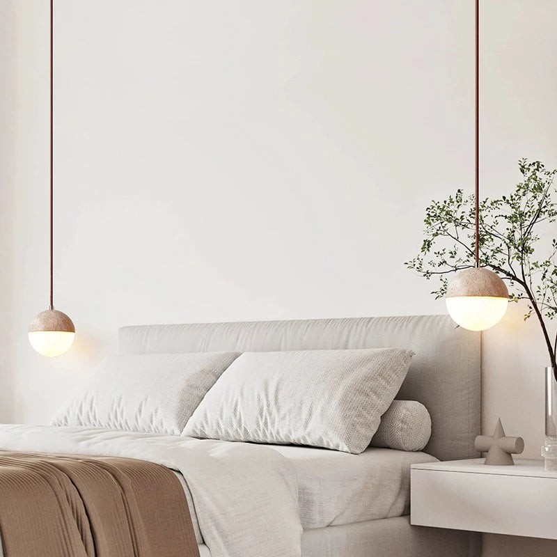 Hanglamp met travertinen bol HL3469