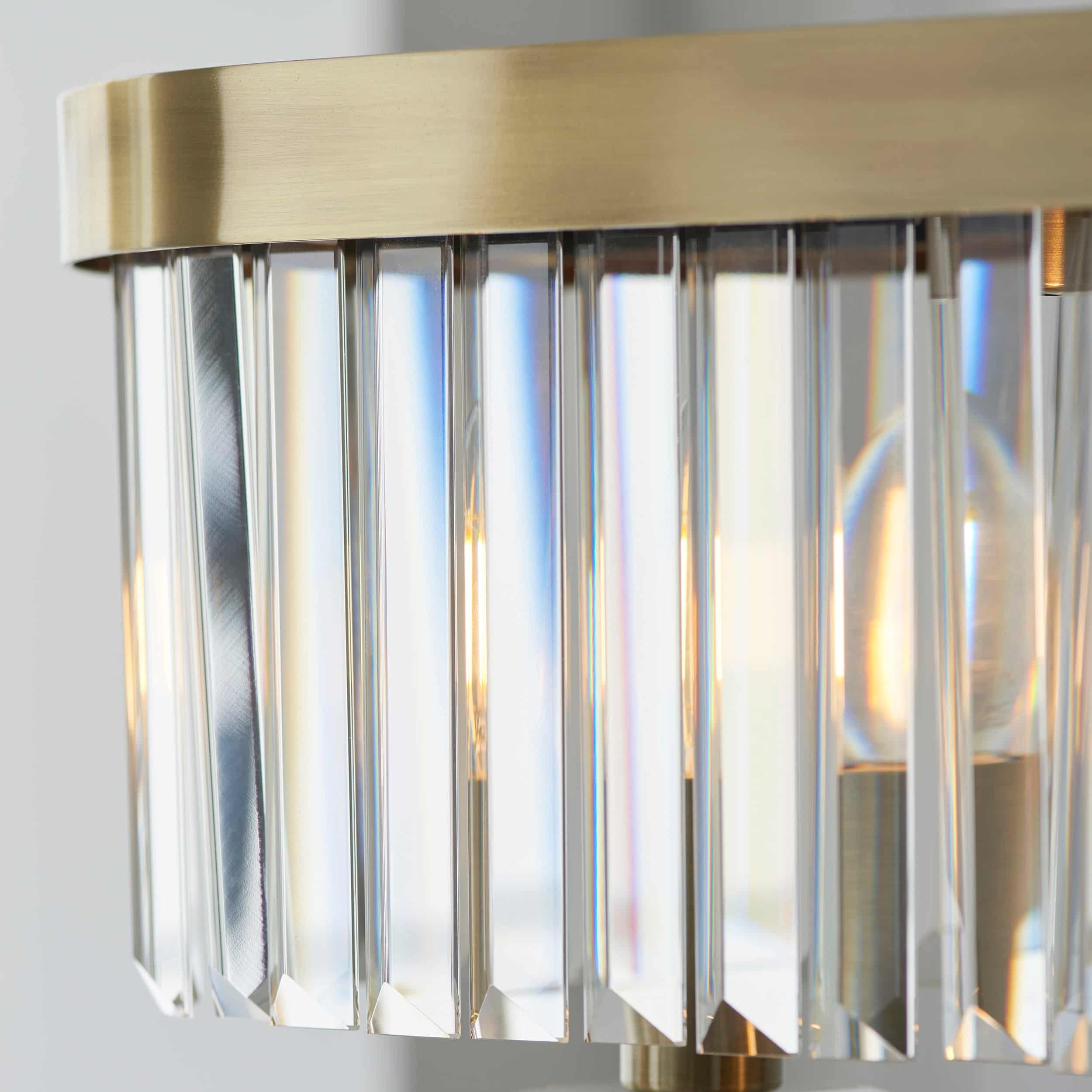 Beveline 4-lichts lineaire plafondpendel met geslepen facetglas - Strak metalen frame voor eetkamer HL2054