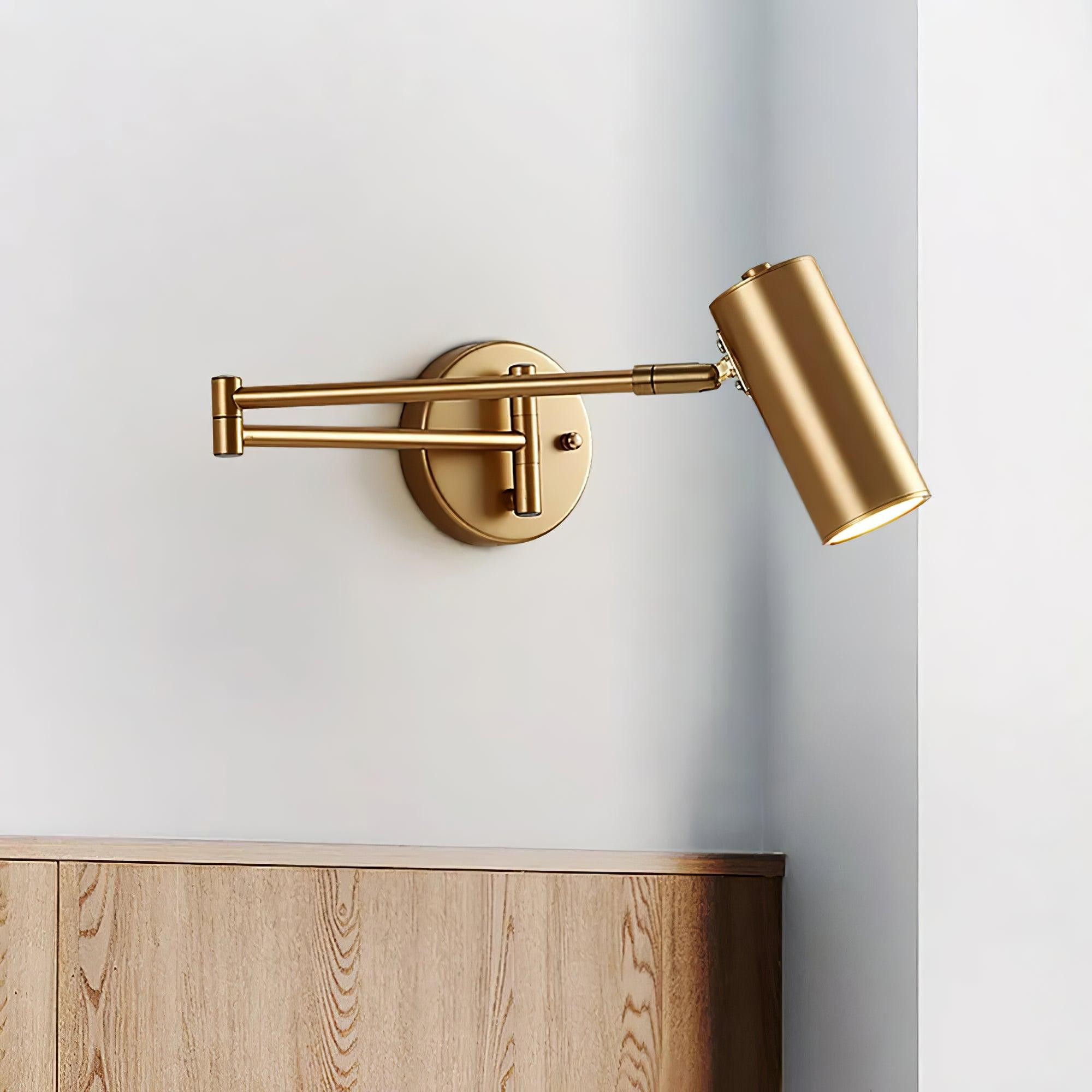 Moderne metalen cilindervormige wandlamp met zwenkarm HL1076