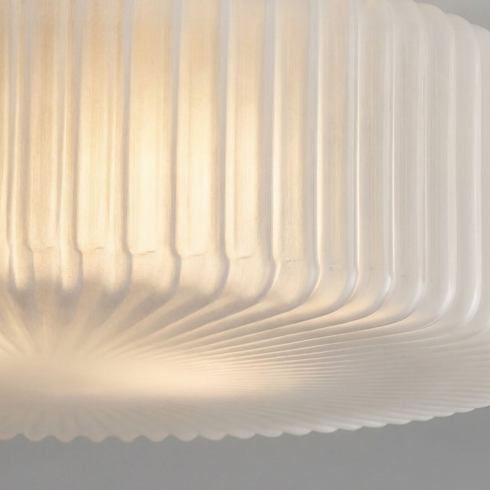 Lunorib Moderne Plafondarmatuur van Opaalglas - Geribbelde Metalen Verlichting met Structuur voor Woonkamers HL2417