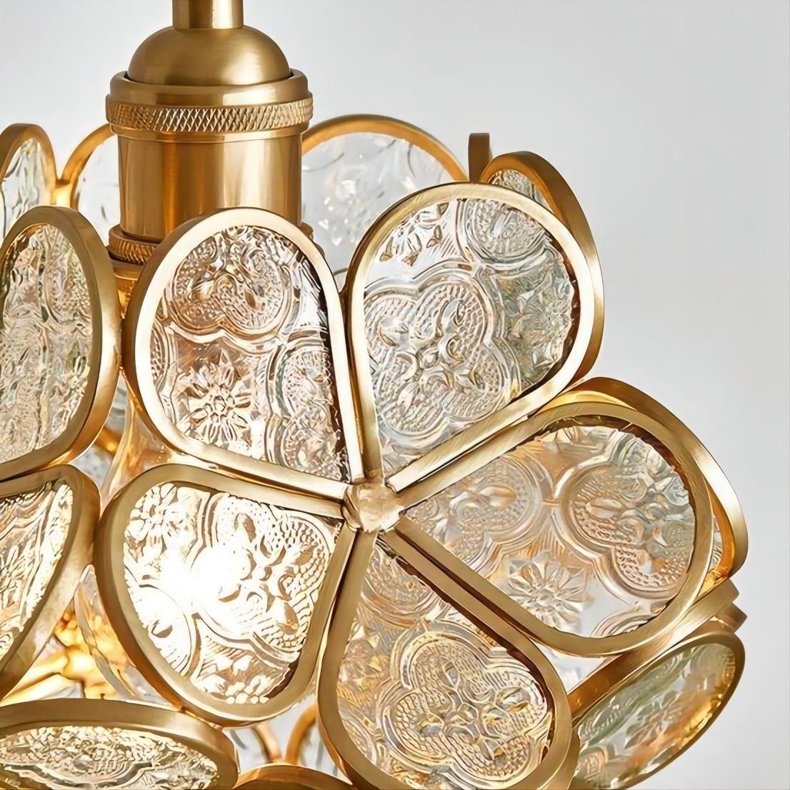 Romantische handgeblazen glazen bloemblad hanglamp HL47