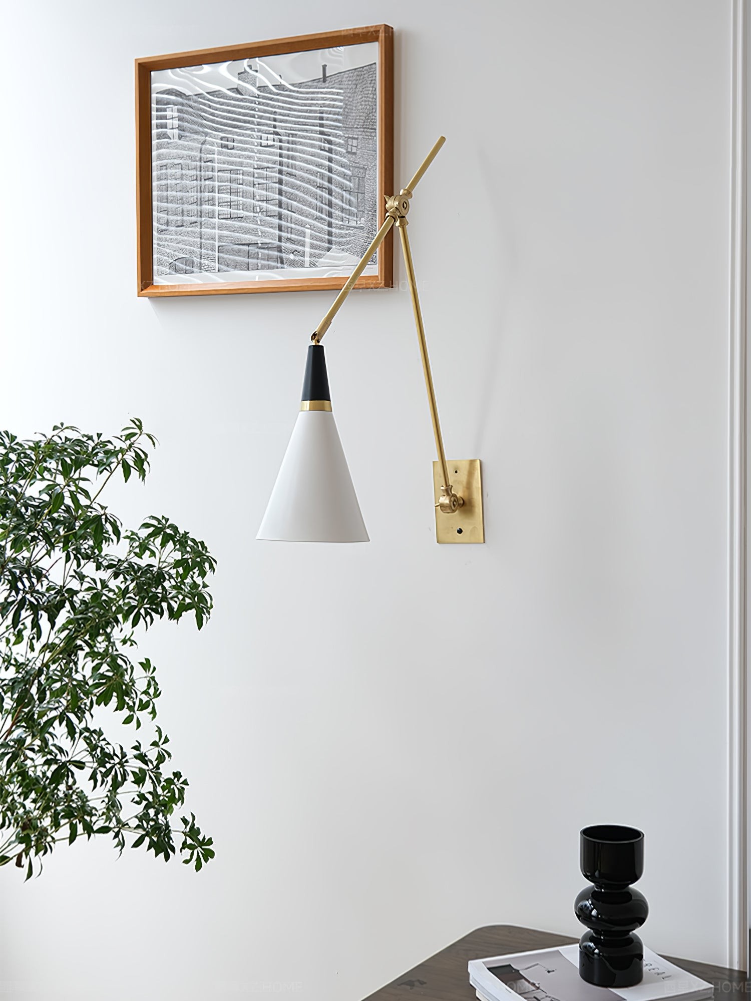 Vintage metalen verstelbare wandlamp met zwenkarm HL966