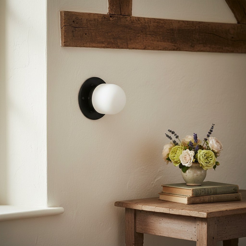 Opaalglas plafond- en wandlamp - Art Deco kleine bolvormige armatuur HL1662