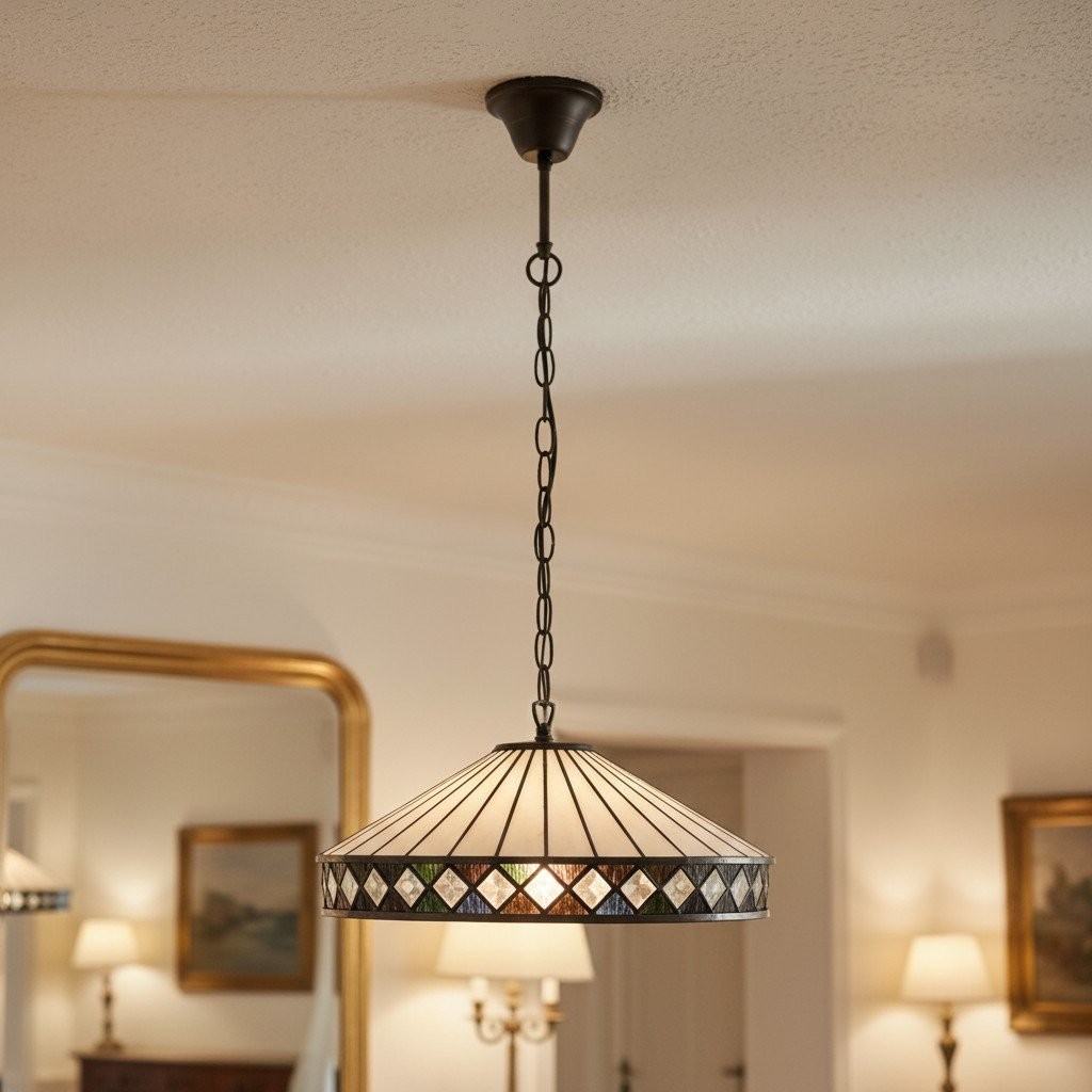 TF Fargo hanglamp - Verlichting in Tiffany-stijl met een Art Deco kap en verstelbare ketting HL2165