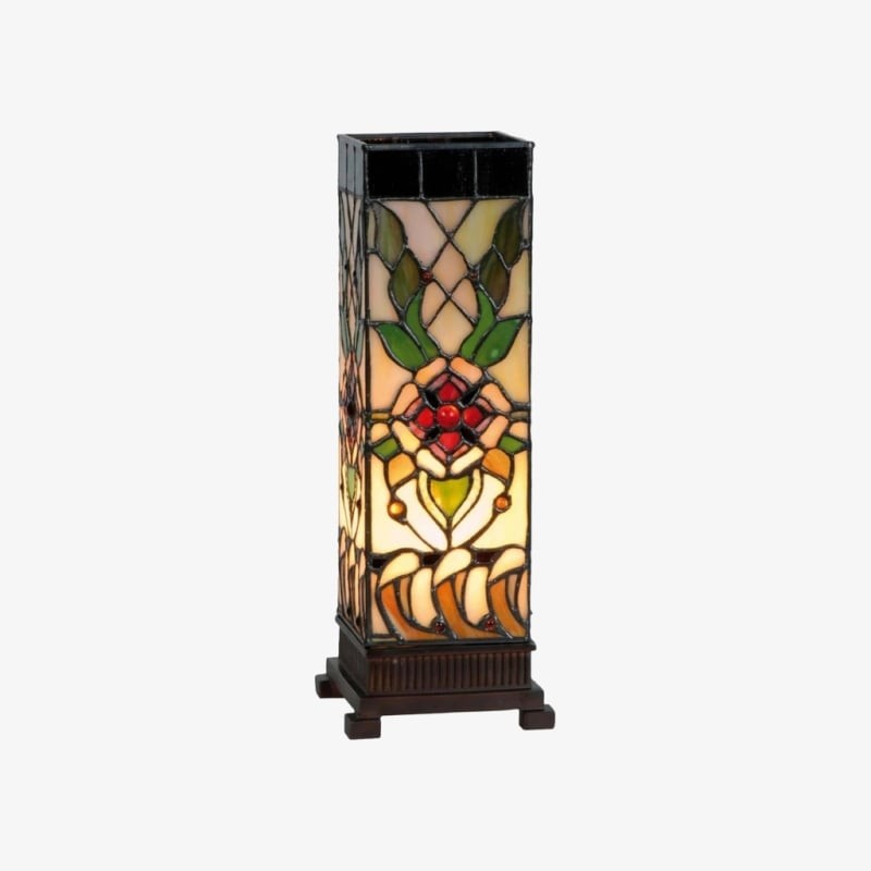 TF Angelique Art Nouveau tafellamp van gebrandschilderd glas - handgemaakt bloemenontwerp voor de woonkamer HL2099
