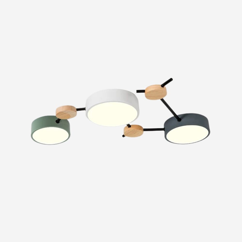 Moderne plafondlamp met houten schijf - LED-lamp met takken voor woonkamer HL1346
