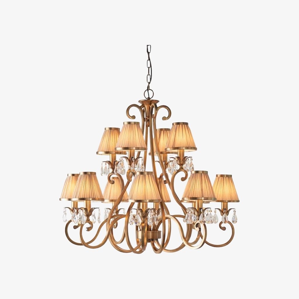 Talonis kroonluchter met meerdere lampen en stoffen armatuur - elegante gebogen metalen armen voor eet- en woonkamer HL2127