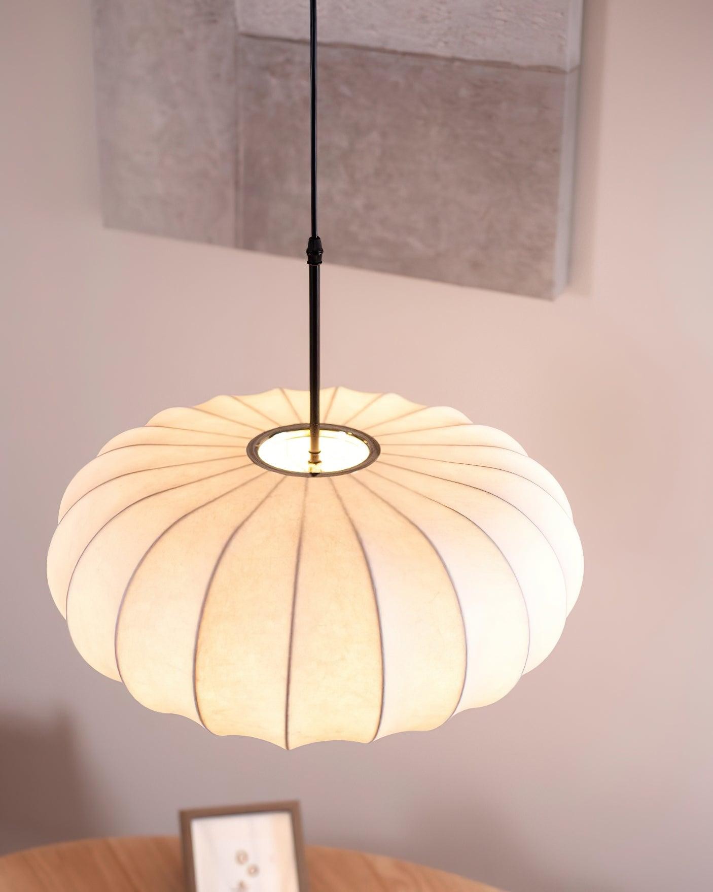 Eenvoudige Wabi-sabi witte lantaarn stoffen hanglamp HL852