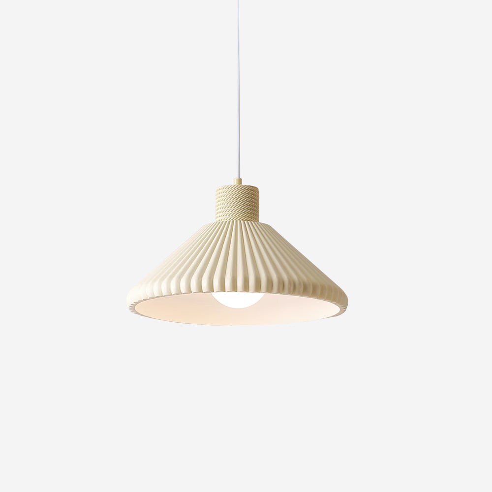Crèmekleurige kegelvormige gestreepte hanglamp HL723