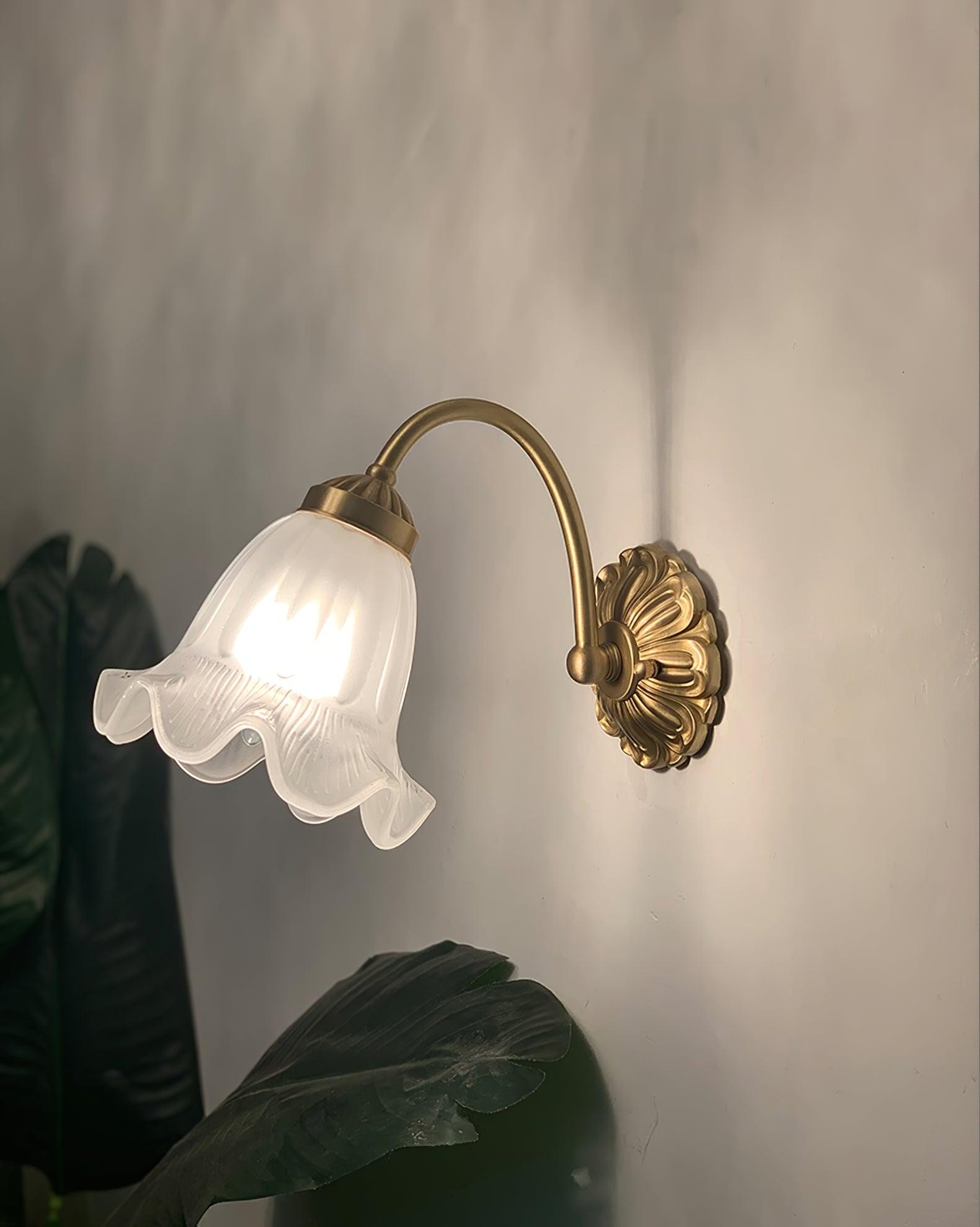Nordic Modern Retro Elegant Bloem Messing Glas Wandlamp HL393