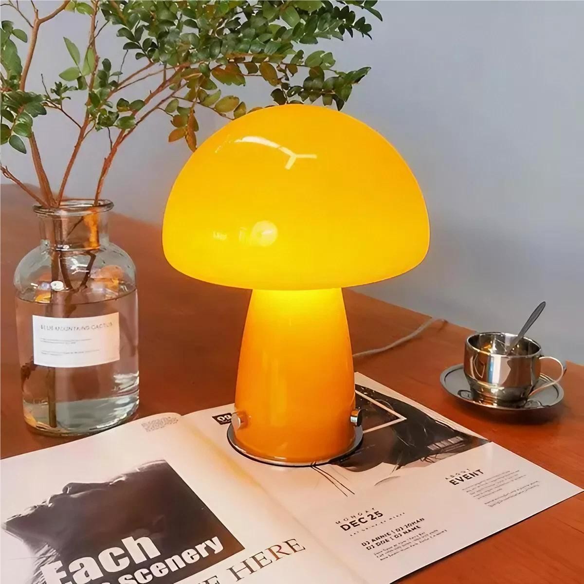 Deense Bauhaus glazen paddestoel tafellamp HL187
