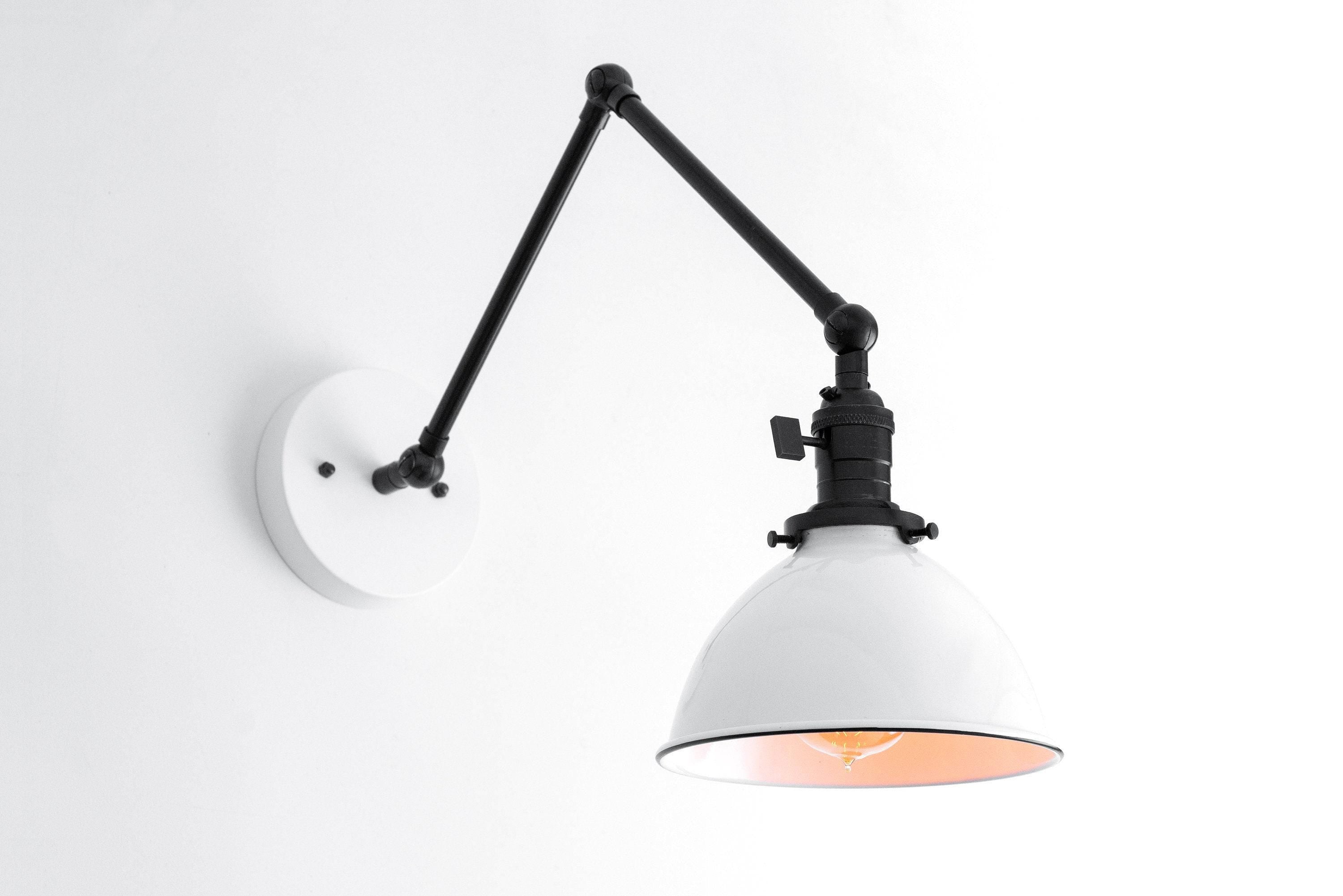 Conique metalen vintage industriële wandlamp met zwenkarm - verstelbare koepelvormige kap voor studie HL1675