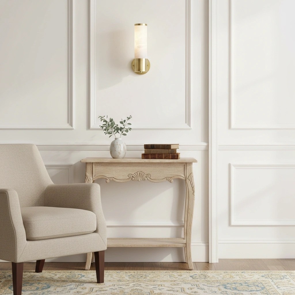 Nexorae Moderne Alabaster Wandlamp Sculpturaal Verticaal Ontwerp voor Woonkamer Slaapkamer Hal HL2474