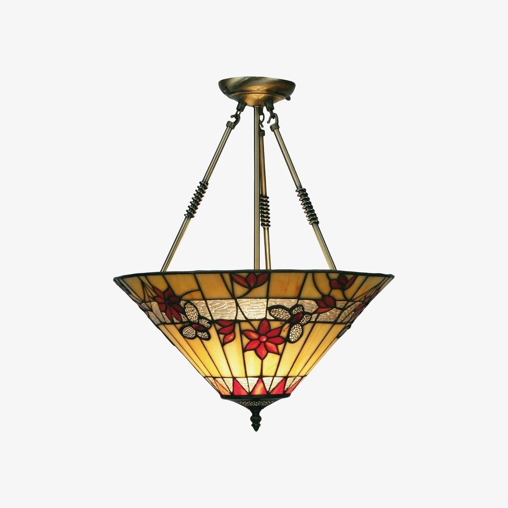 TF Butterfly hanglamp - Hanglamp met glas-in-lood in art nouveau-stijl voor de woonkamer HL2126