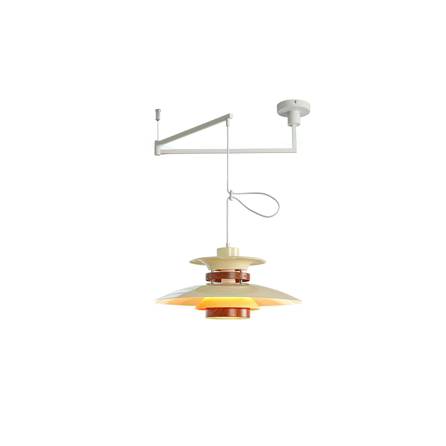 Meerlaagse houtnerf hanglamp met zwenkarm HL1088