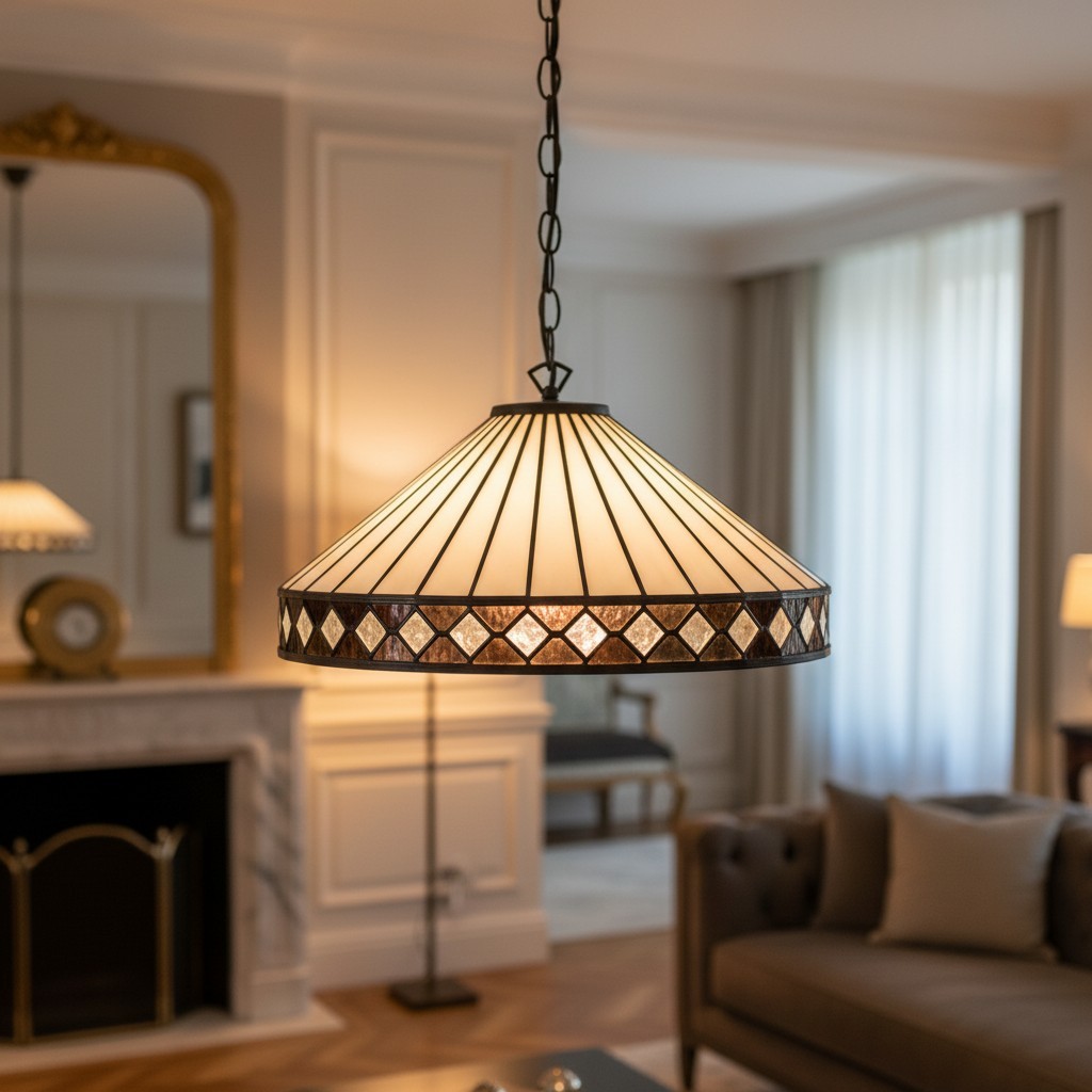 TF Fargo hanglamp - Verlichting in Tiffany-stijl met een Art Deco kap en verstelbare ketting HL2165