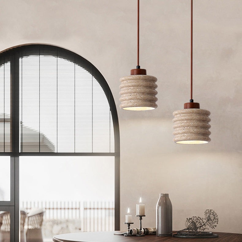 Traditionele retro cilindrische hanglamp van massief hout HL868