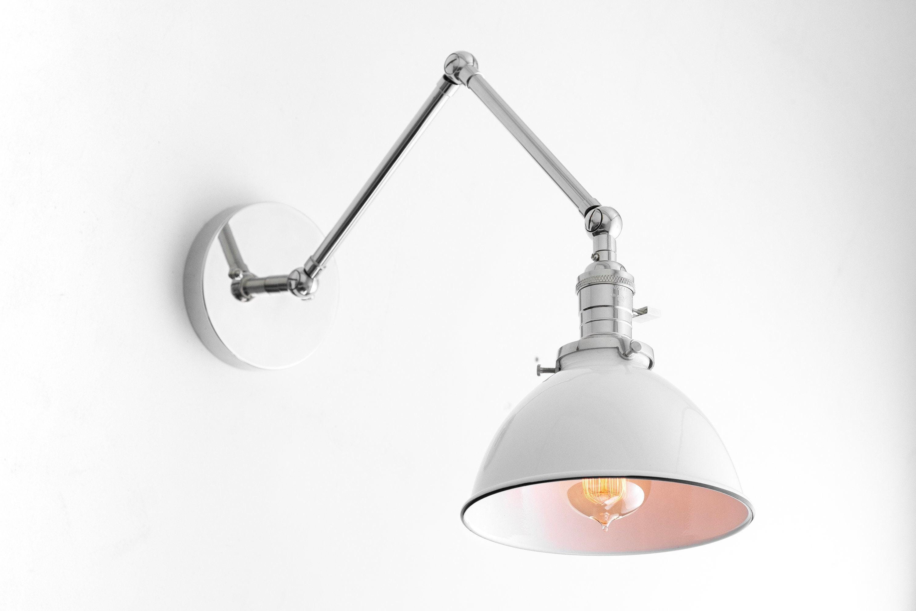 Conique metalen vintage industriële wandlamp met zwenkarm - verstelbare koepelvormige kap voor studie HL1675