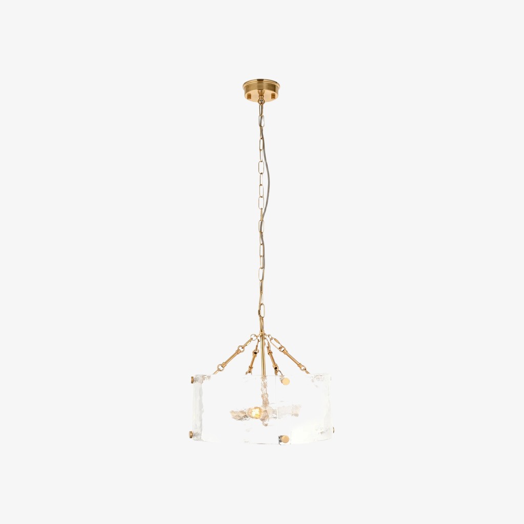 Panellux decoratieve hanglamp - Handgemaakte gebogen glazen panelen met geborsteld messing afwerking voor de hal HL2153
