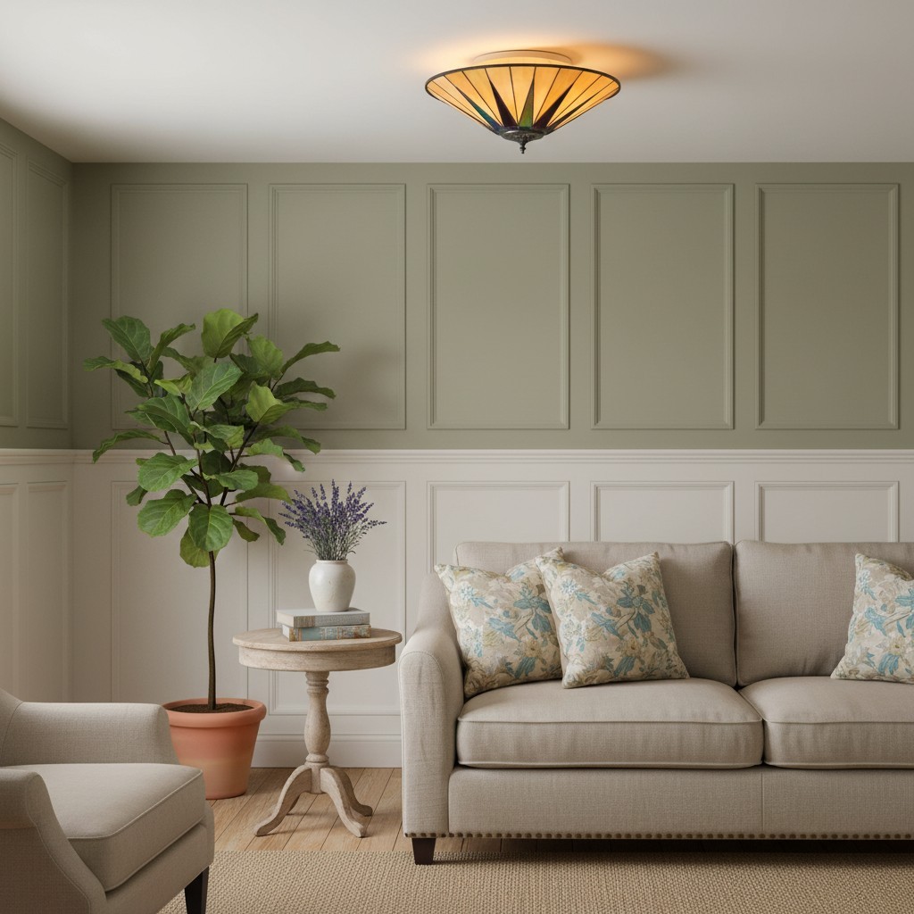 TF Dark Star Tiffany plafondlamp - glas-in-lood sterontwerp voor eetkamer of hal HL2232