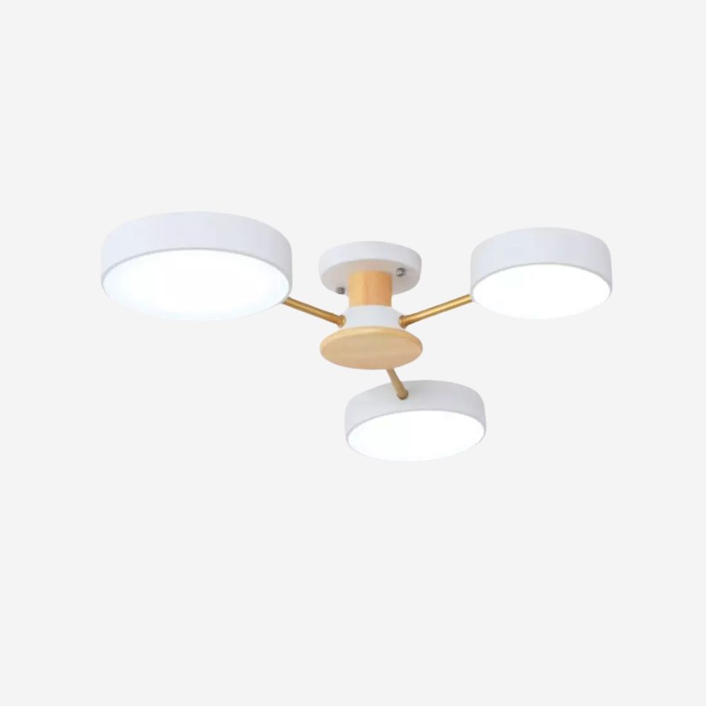 Moderne plafondlamp met takkenschijf - LED-lamp van hout voor eetkamer HL1345