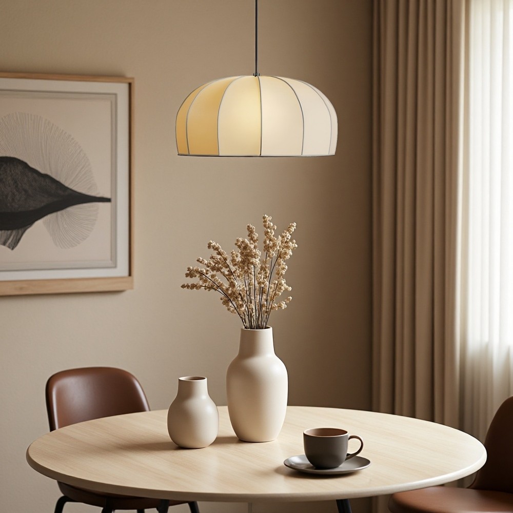 Hanglamp van zijdekoepel - elegante stoffen lamp voor eetkamer HL1323