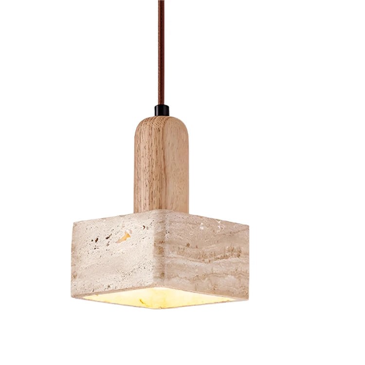Vierkante hanglamp van travertijn HL3486