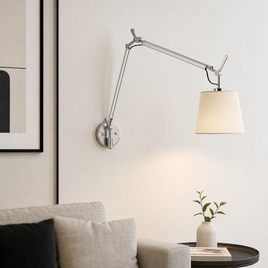 Lunavera Moderne Wandlamp met Verstelbare Arm en Kap van Capizschelp of Stof HL3542