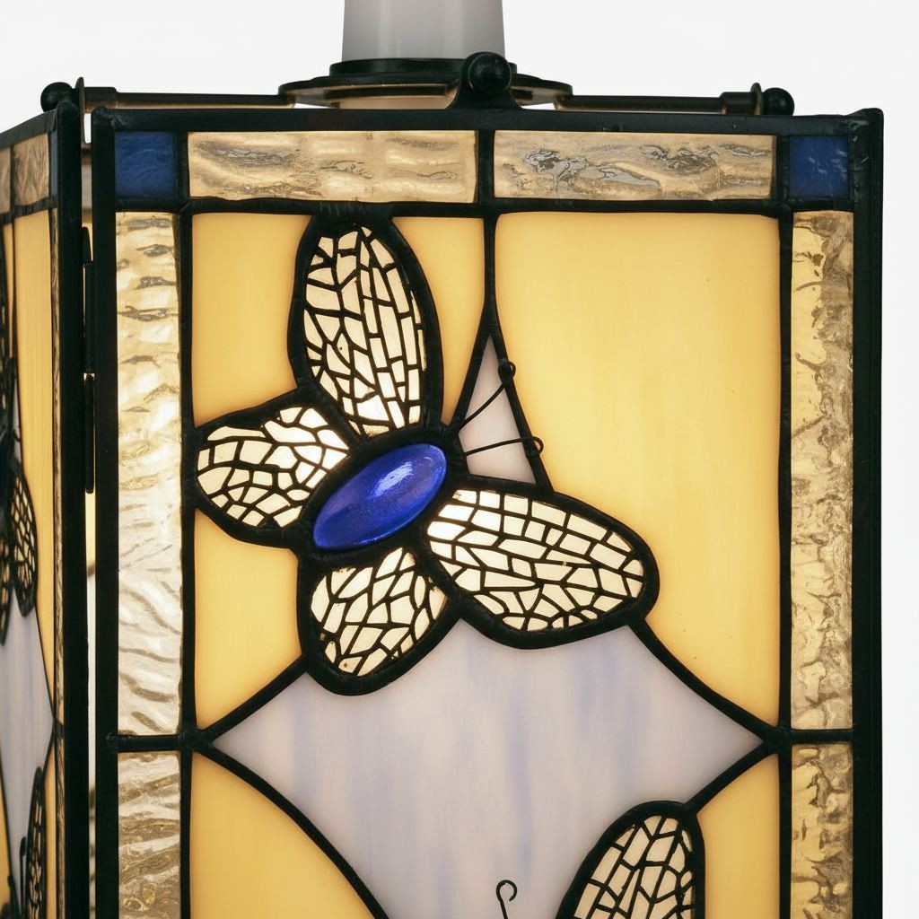 TF Butterfly Hanglamp - Artistieke hanglamp met glas-in-lood voor woonkamer of slaapkamer HL2030