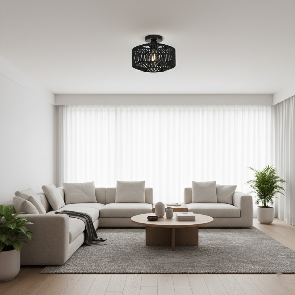 Geweven lantaarn Boho Radiance rotan plafondlamp HL3399