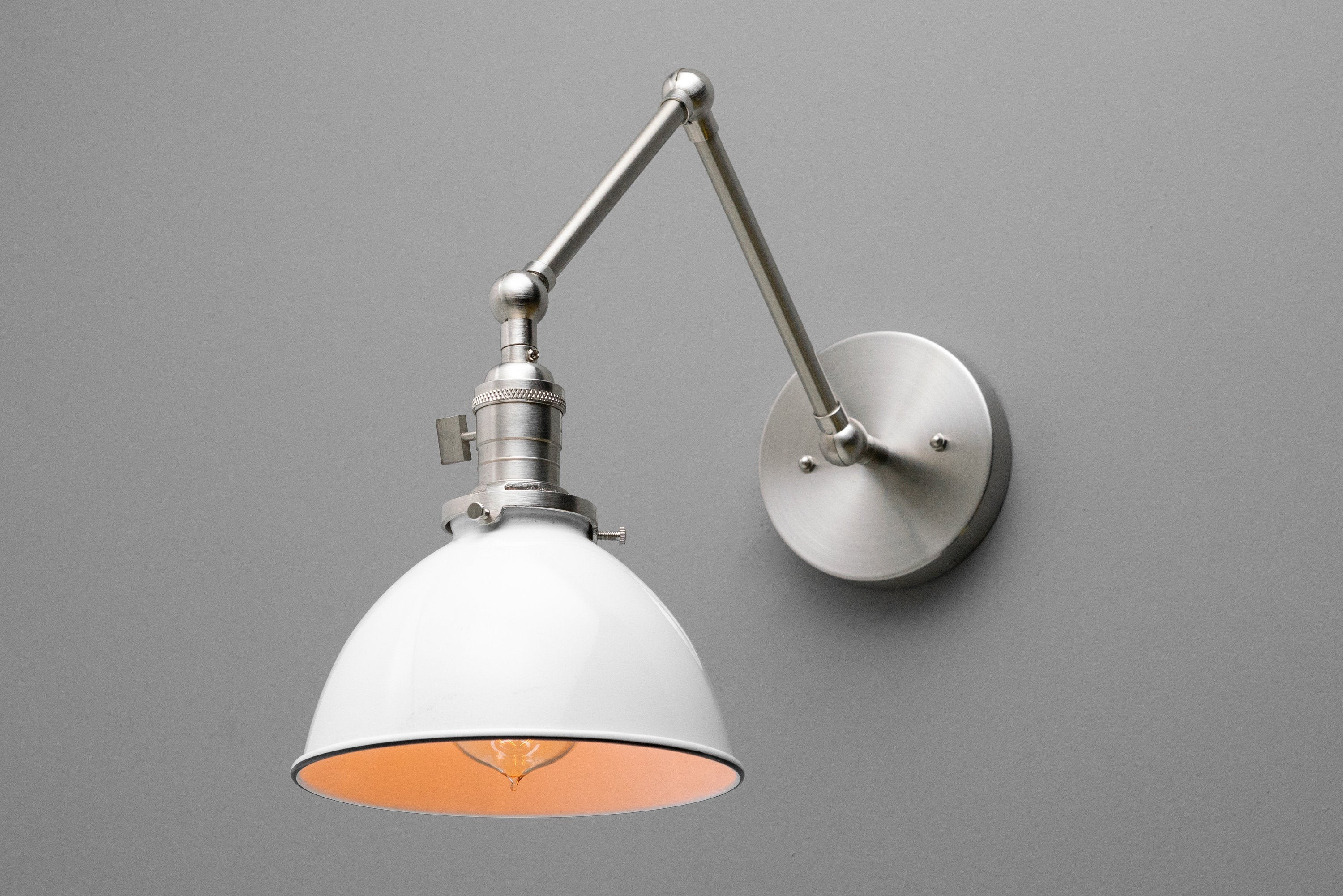 Conique metalen vintage industriële wandlamp met zwenkarm - verstelbare koepelvormige kap voor studie HL1675
