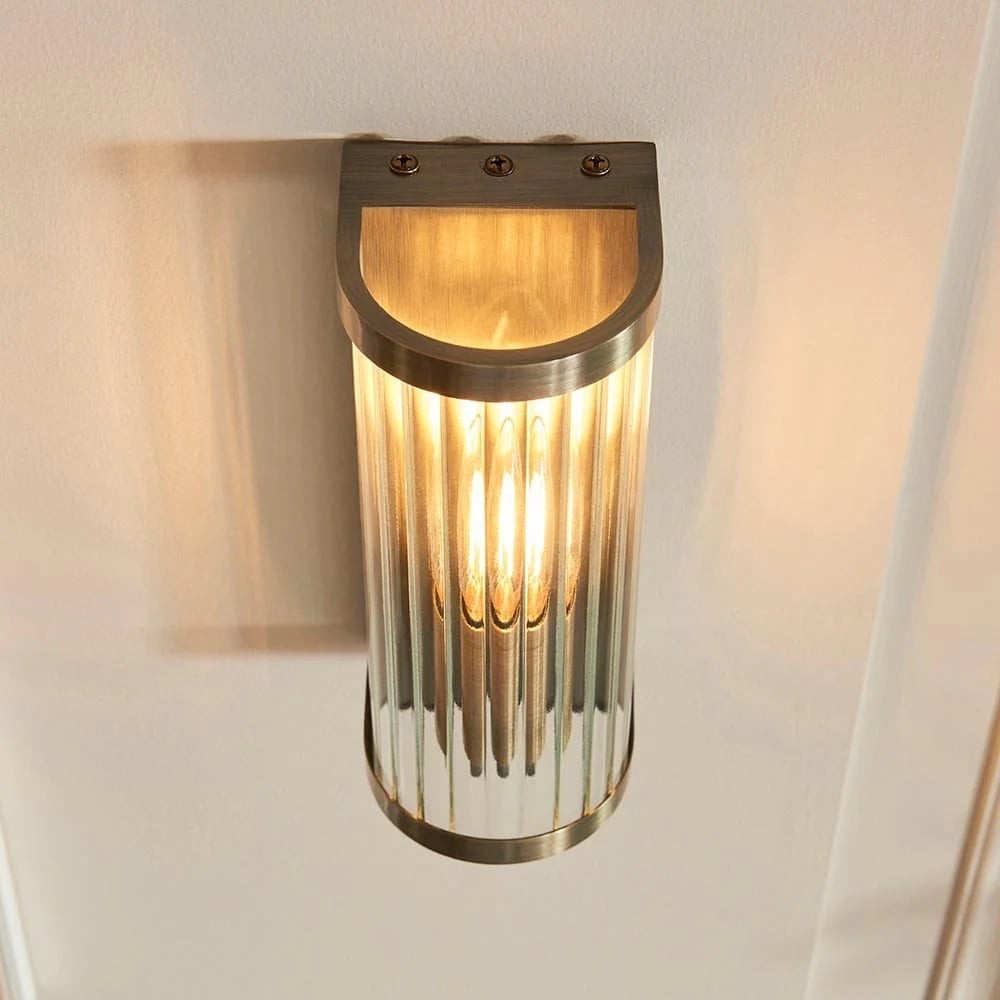 RibGlow Art Deco wandlamp met geribbeld glas - Vintage-geïnspireerde wandlamp voor de woonkamer HL2037
