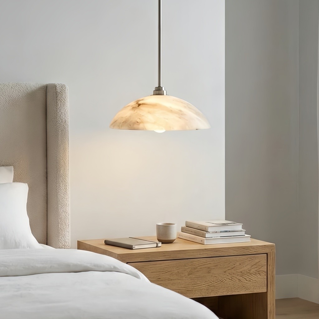 Alariv Elegante Alabaster Dome Hanglamp - Moderne Steenverlichting voor Eet- of Woonkamer HL2500