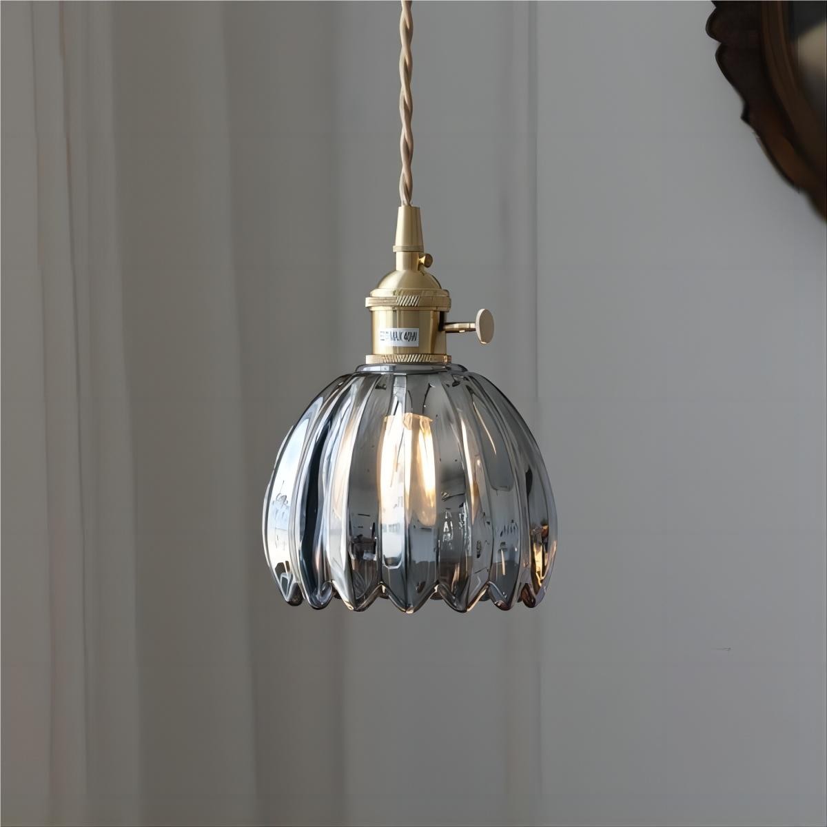 Retro koperen glazen bloemblaadjes hanglamp HL90