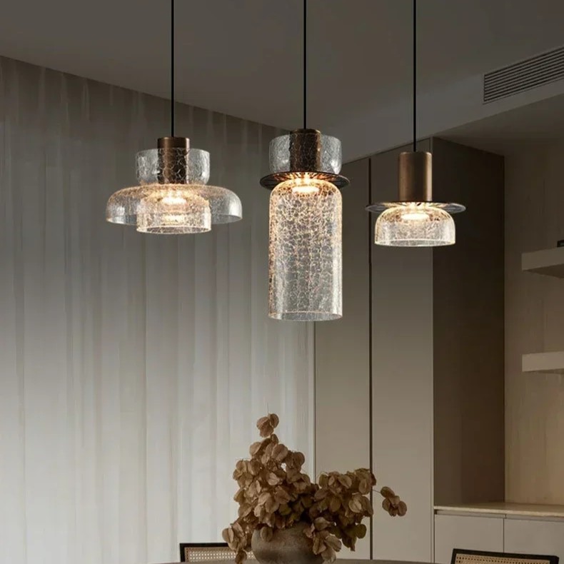 Retro hanglamp van gebarsten glas HL1253