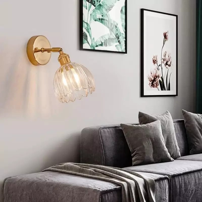 Vintage glazen bloemknop tulp wandlamp HL211
