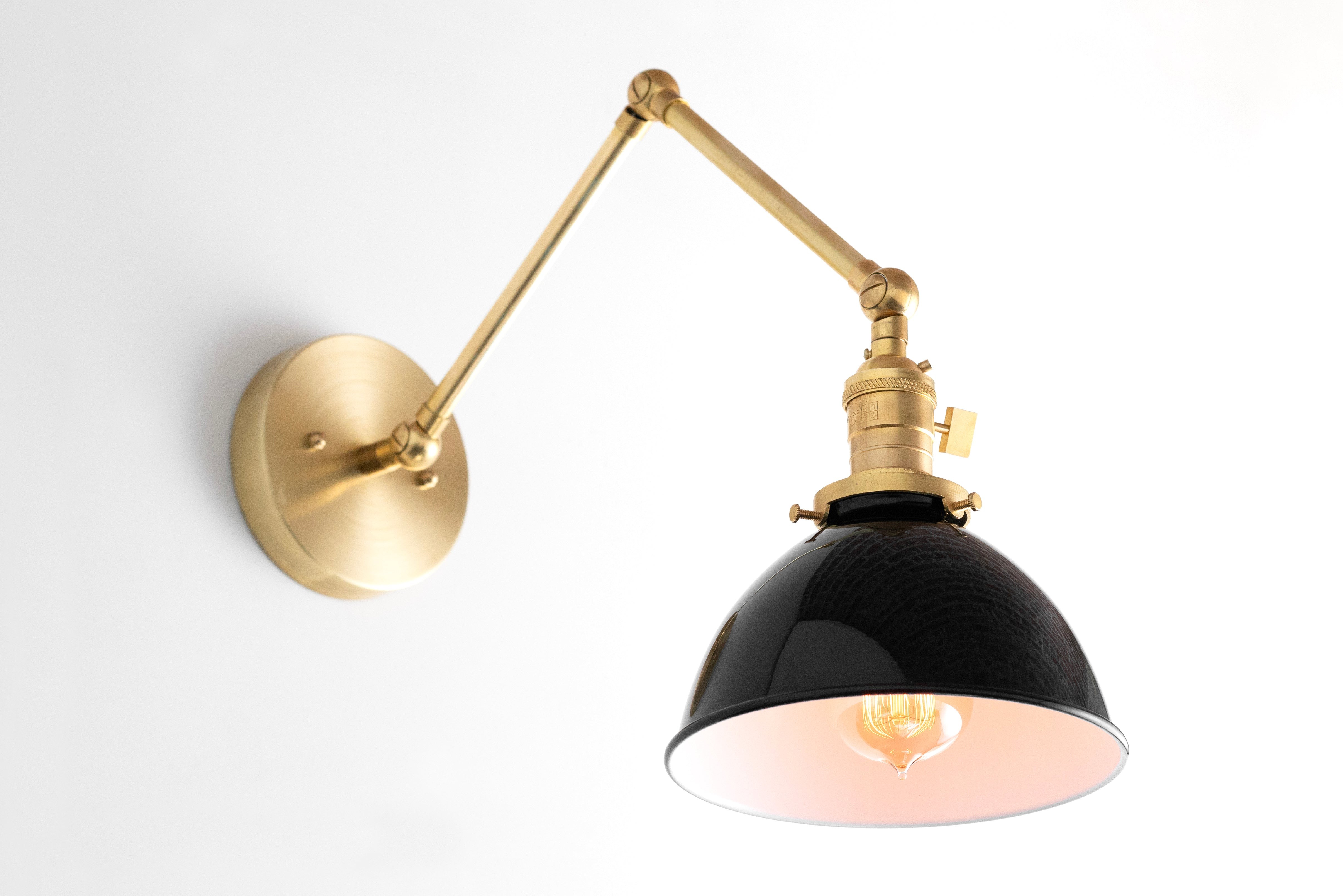 Conique metalen vintage industriële wandlamp met zwenkarm - verstelbare koepelvormige kap voor studie HL1675