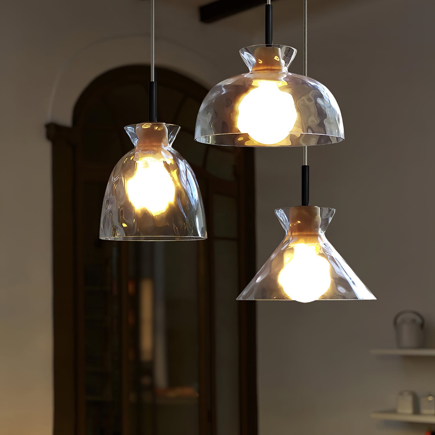Moderne Water Ripple Transparante Glazen Hanglamp HL798