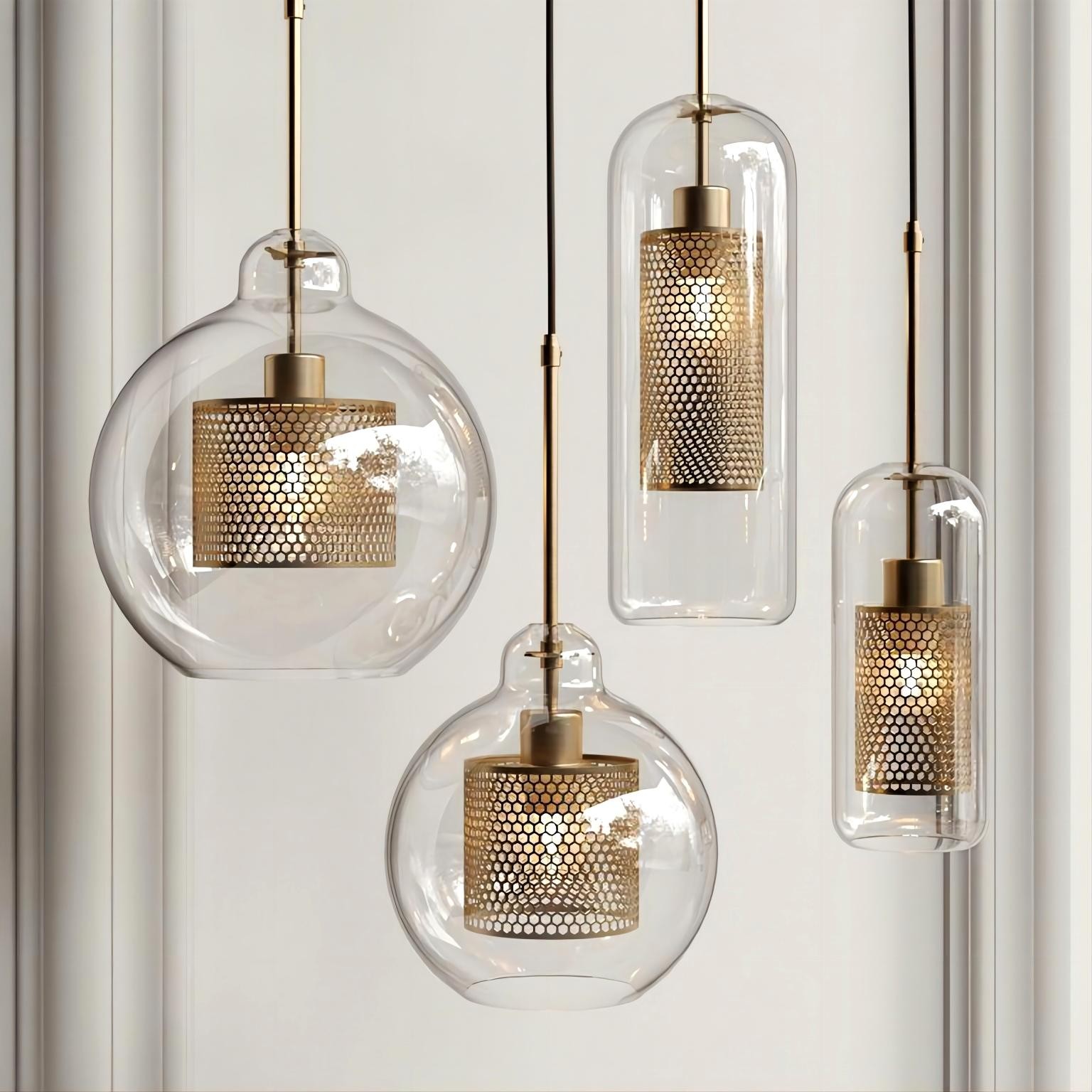 Vintage Glazen Hanglamp Industriele Woonkamer HL41